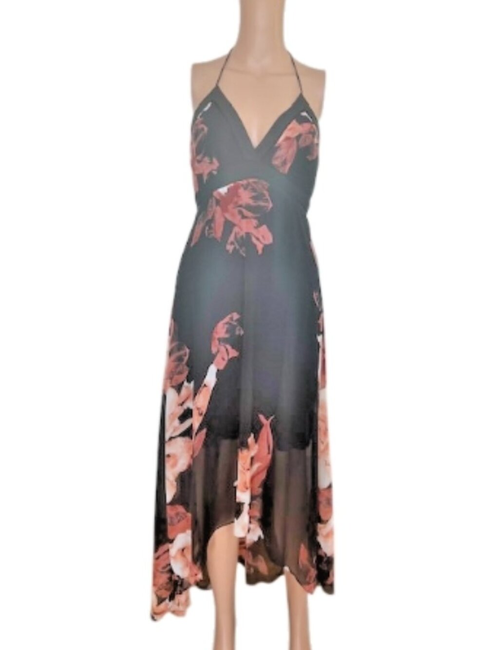 WHITE HOUSE BLACK MARKET Womens Halter Dress Sz 00/XS floral summer